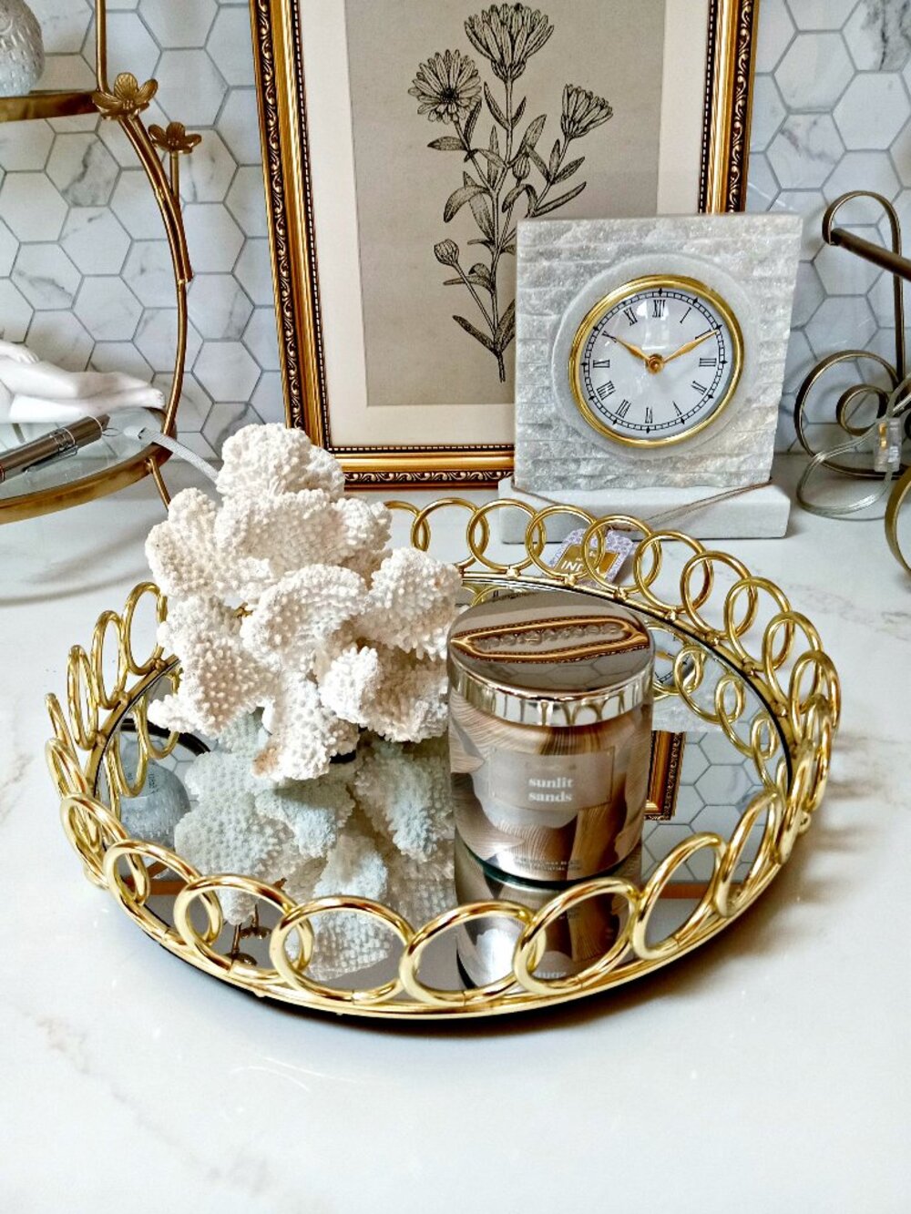 NEW! BOHO CIRCLES MIRRORED VANITY CENTERPIECE TRAY